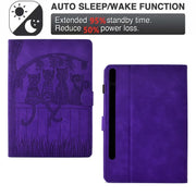 For Samsung Galaxy Tab S9 / S9 FE Cats Embossed Leather Smart Tablet Case(Purple)