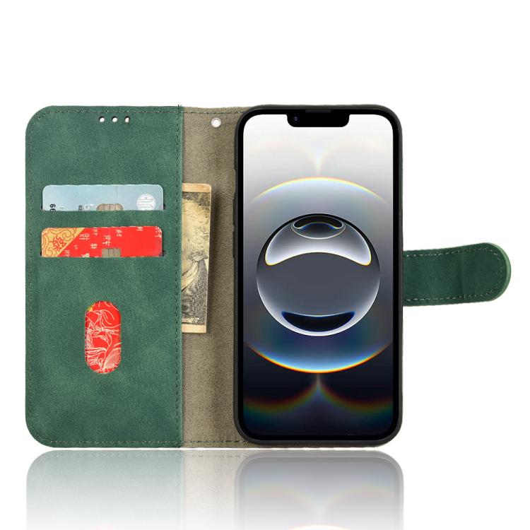 For iPhone 16e Skin Feel Magnetic Flip Leather Phone Case(Green) - iPhone 16e Cases by PMC TechLife | Online Shopping South Africa | PMC TechLife | Buy Now Pay Later Mobicred