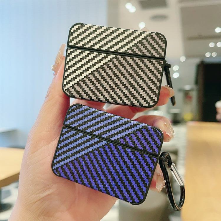 For AirPods 3 Carbon Fibre Texture PU Earbuds Box PC Case with Hook(Red) - For AirPods 3 by PMC Jewellery | Online Shopping South Africa | PMC Jewellery | Buy Now Pay Later Mobicred