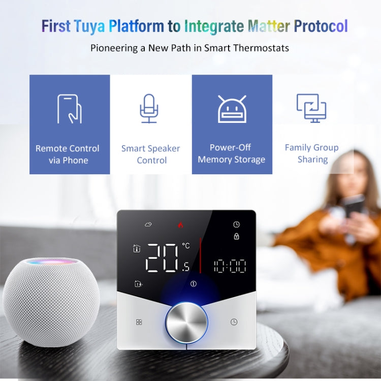 BHT-009GALW-MT Water Heating WiFi Smart Home LED Thermostat with Matter(White) - Thermostat & Thermometer by PMC Jewellery | Online Shopping South Africa | PMC Jewellery | Buy Now Pay Later Mobicred