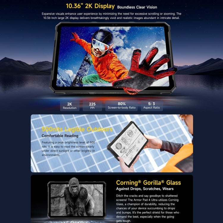 Ulefone Armor Pad 4 Ultra Rugged Tablet PC, 8GB+256GB, 10.36 inch Android 14 MediaTek Dimensity 6300 Octa Core 5G Network, EU Plug(Black) - free shipping - PMC Jewellery - Order now!