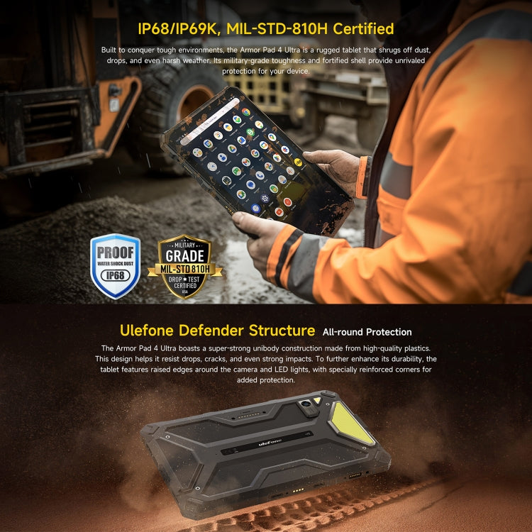 Ulefone Armor Pad 4 Ultra Rugged Tablet PC, 8GB+256GB, 10.36 inch Android 14 MediaTek Dimensity 6300 Octa Core 5G Network, EU Plug(Black) - free shipping - PMC Jewellery - Order now!