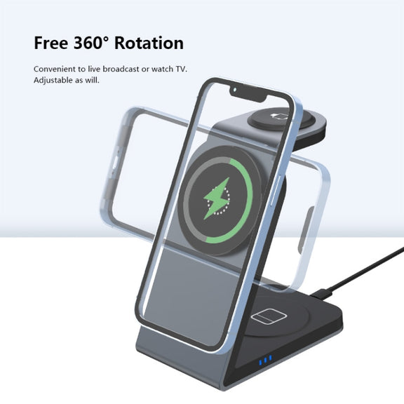 SW18 3 in 1 Metal Magnetic Wireless Charger(Silver)