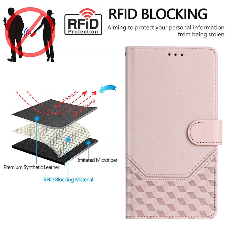 For Ulefone Note 14 Honeycomb Embossing RFID Leather Phone Case(Pink) - Ulefone Cases by PMC Jewellery | Online Shopping South Africa | PMC Jewellery | Buy Now Pay Later Mobicred