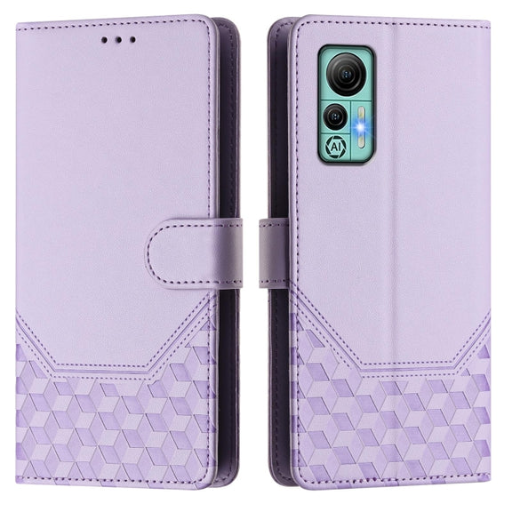 For Ulefone Note 14 Honeycomb Embossing RFID Leather Phone Case(Light Purple)