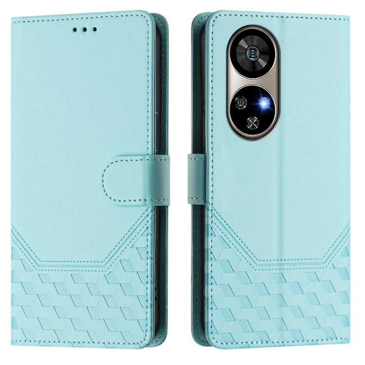 For Ulefone Note 17 Pro Honeycomb Embossing RFID Leather Phone Case(Mint Green)