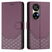 For Ulefone Note 17 Pro Honeycomb Embossing RFID Leather Phone Case(Violet)