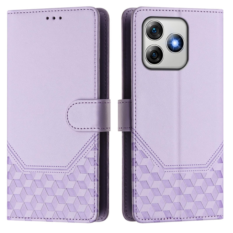 For Ulefone Note 18 Ultra Honeycomb Embossing RFID Leather Phone Case(Light Purple)