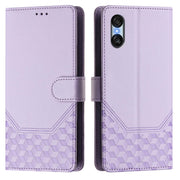 For Sony Xperia 10 VI 2024 Honeycomb Embossing RFID Leather Phone Case(Light Purple)