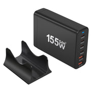 155W 4Type-C, 2USB 6-Ports Desktop Fast Charger, Plug Type:US Plug(Black)