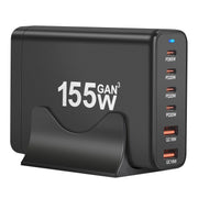 155W 4Type-C, 2USB 6-Ports Desktop Fast Charger, Plug Type:US Plug(Black)