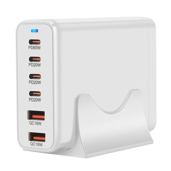 155W 4Type-C, 2USB 6-Ports Desktop Fast Charger, Plug Type:US Plug(White)