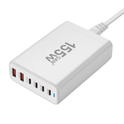 155W 4Type-C, 2USB 6-Ports Desktop Fast Charger, Plug Type:US Plug(White)