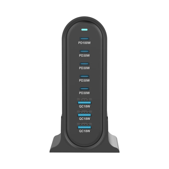 YMX-968 268W 5Type-C, 3USB 8-Ports Desktop Fast Charger, Plug Type:UK Plug(Black)