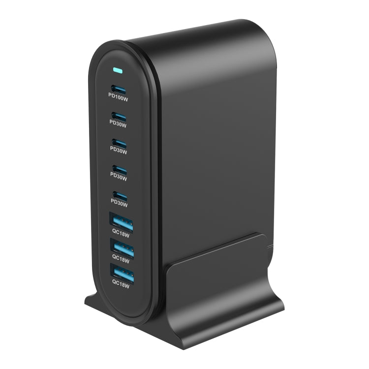 YMX-968 268W 5Type-C, 3USB 8-Ports Desktop Fast Charger, Plug Type:EU Plug(Black)