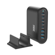 YMX-968 268W 5Type-C, 3USB 8-Ports Desktop Fast Charger, Plug Type:EU Plug(Black)