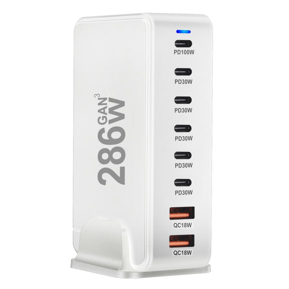 YMX-986 286W 6 Type-C, 2 USB 8-Ports Desktop Fast Charger, Plug Type:US Plug(White)