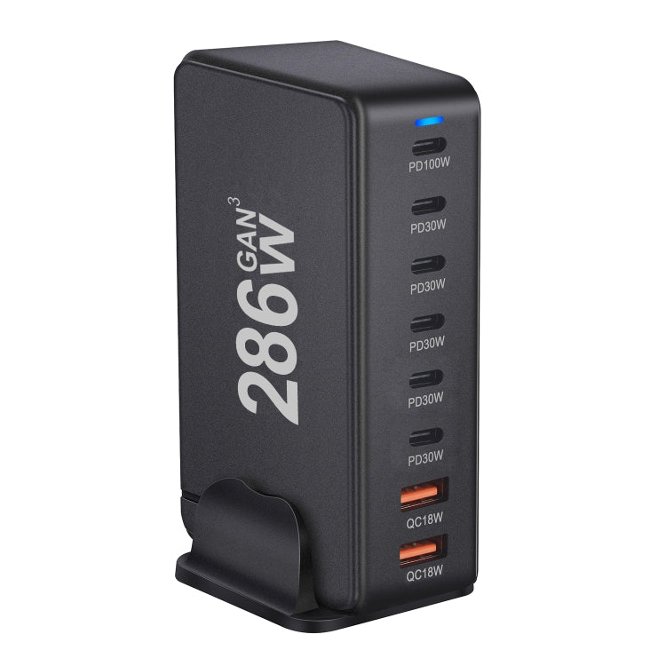YMX-986 286W 6 Type-C, 2 USB 8-Ports Desktop Fast Charger, Plug Type:UK Plug(Black) - free shipping - PMC Jewellery - Order now!