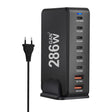 YMX-986 286W 6 Type-C, 2 USB 8-Ports Desktop Fast Charger, Plug Type:EU Plug(Black) - Multifunction Charger by PMC TechLife | Online Shopping South Africa | PMC TechLife | Buy Now Pay Later Mobicred