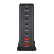 YMX-986 286W 6 Type-C, 2 USB 8-Ports Desktop Fast Charger, Plug Type:EU Plug(Black)