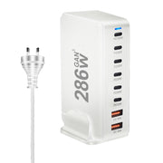 YMX-986 286W 6 Type-C, 2 USB 8-Ports Desktop Fast Charger, Plug Type:AU Plug(White)