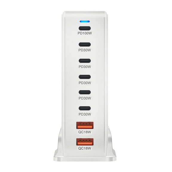 YMX-986 286W 6 Type-C, 2 USB 8-Ports Desktop Fast Charger, Plug Type:AU Plug(White)