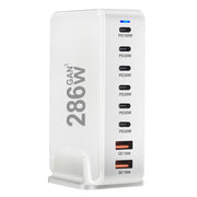 YMX-986 286W 6 Type-C, 2 USB 8-Ports Desktop Fast Charger, Plug Type:AU Plug(White)