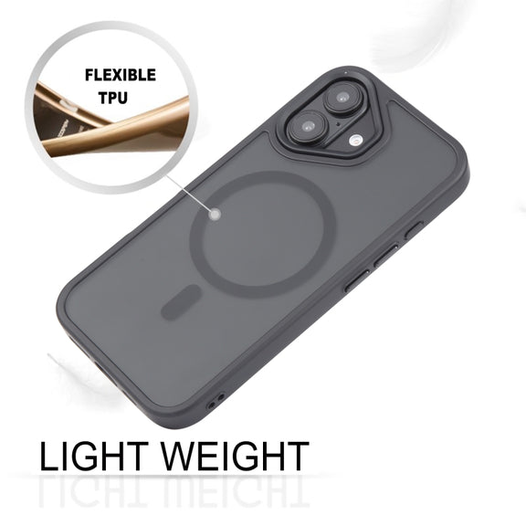 For iPhone 16 Plus GEBEI Skin Feel MagSafe Magnetic Phone Case(Black)