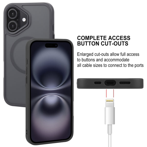 For iPhone 16 Plus GEBEI Skin Feel MagSafe Magnetic Phone Case(Black)
