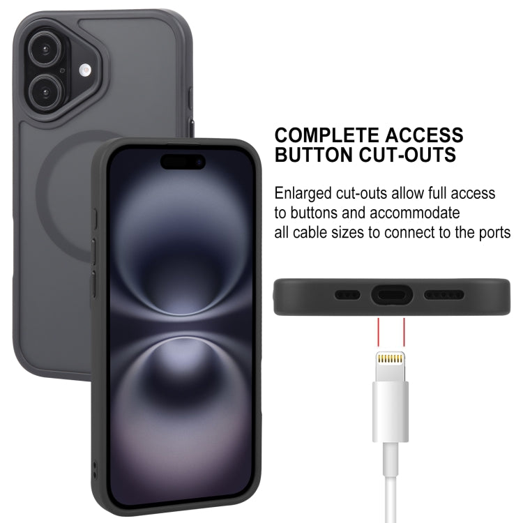 For iPhone 16 Plus GEBEI Skin Feel MagSafe Magnetic Phone Case(Black)