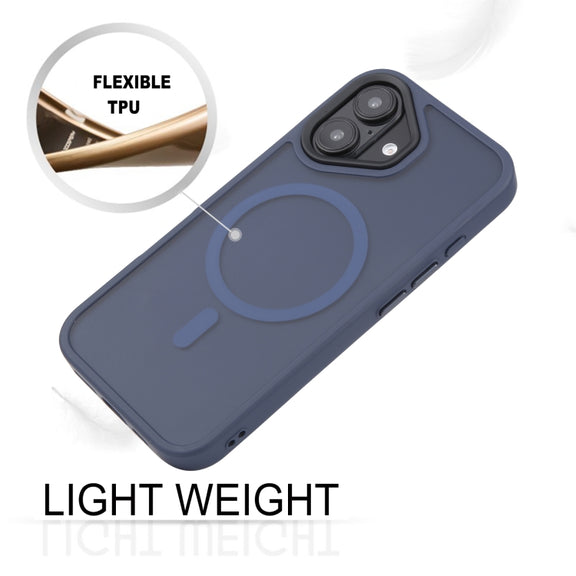 For iPhone 16 Plus GEBEI Skin Feel MagSafe Magnetic Phone Case(Blue)