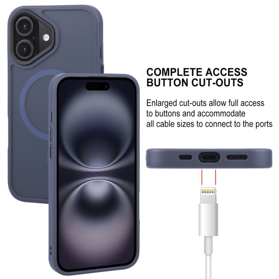 For iPhone 16 Plus GEBEI Skin Feel MagSafe Magnetic Phone Case(Blue)