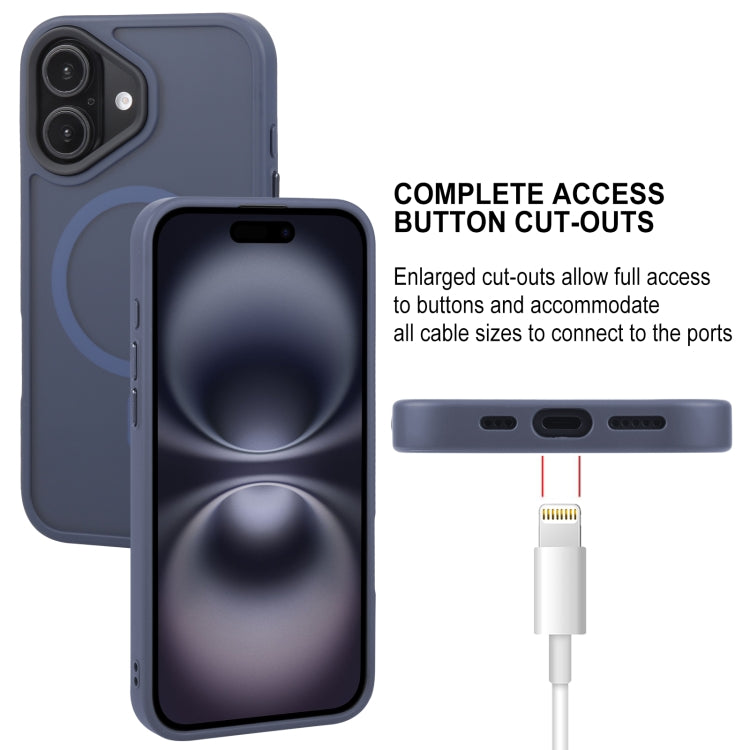 For iPhone 16 Plus GEBEI Skin Feel MagSafe Magnetic Phone Case(Blue)