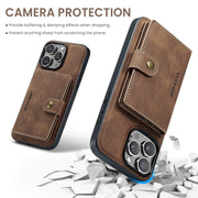 For iPhone 16 Pro Max JEEHOOD J01 Retro Magnetic Detachable Wallet Phone Case(Brown)