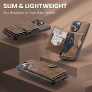 For iPhone 16 Pro Max JEEHOOD J01 Retro Magnetic Detachable Wallet Phone Case(Brown)