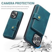 For iPhone 16 Pro Max JEEHOOD J01 Retro Magnetic Detachable Wallet Phone Case(Blue)