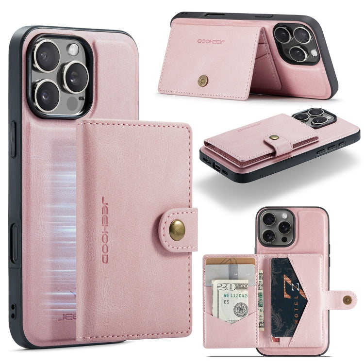 For iPhone 16 Pro Max JEEHOOD J01 Retro Magnetic Detachable Wallet Phone Case(Pink) - free shipping - PMC Jewellery - Order now!