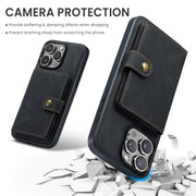 For iPhone 16 Pro JEEHOOD J01 Retro Magnetic Detachable Wallet Phone Case(Black)