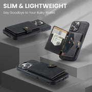 For iPhone 16 Pro JEEHOOD J01 Retro Magnetic Detachable Wallet Phone Case(Black)