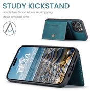 For iPhone 16 Pro JEEHOOD J01 Retro Magnetic Detachable Wallet Phone Case(Blue)
