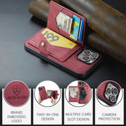 For iPhone 16 Pro JEEHOOD J01 Retro Magnetic Detachable Wallet Phone Case(Red)