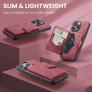 For iPhone 16 Pro JEEHOOD J01 Retro Magnetic Detachable Wallet Phone Case(Red)