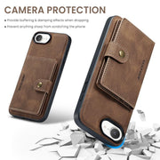 For iPhone 16e JEEHOOD J01 Retro Magnetic Detachable Wallet Phone Case(Brown)