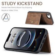For iPhone 16e JEEHOOD J01 Retro Magnetic Detachable Wallet Phone Case(Brown)
