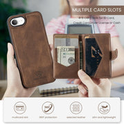 For iPhone 16e JEEHOOD J01 Retro Magnetic Detachable Wallet Phone Case(Brown)