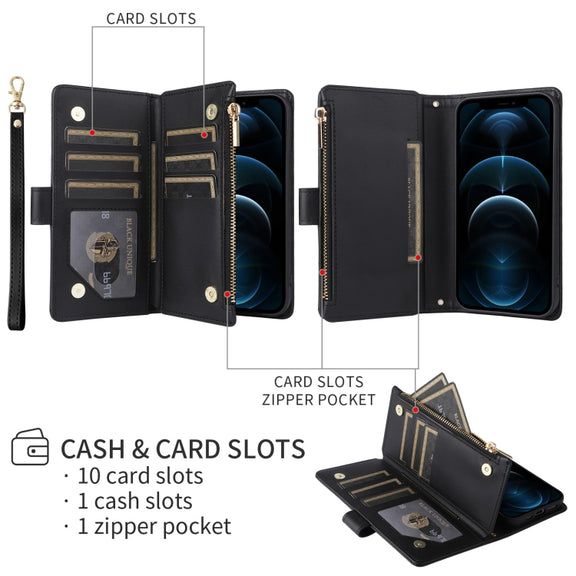 For iPhone 16 Pro Max Crossbody Zipper Wallet Rhombus Leather Phone Case(Black)