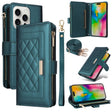 For iPhone 16 Pro Crossbody Zipper Wallet Rhombus Leather Phone Case(Green) - iPhone 16 Pro Cases by PMC TechLife | Online Shopping South Africa | PMC TechLife | Buy Now Pay Later Mobicred