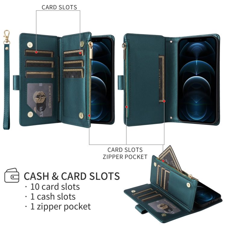 For iPhone 16 Plus Crossbody Zipper Wallet Rhombus Leather Phone Case(Green)