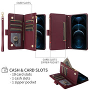 For iPhone 16 Plus Crossbody Zipper Wallet Rhombus Leather Phone Case(Wine Red)