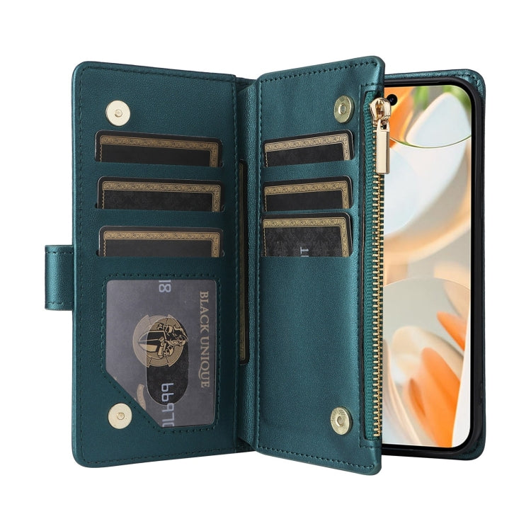 For Google Pixel 9 / 9 Pro Crossbody Zipper Wallet Rhombus Leather Phone Case(Green) - Google Cases by PMC TechLife | Online Shopping South Africa | PMC TechLife | Buy Now Pay Later Mobicred